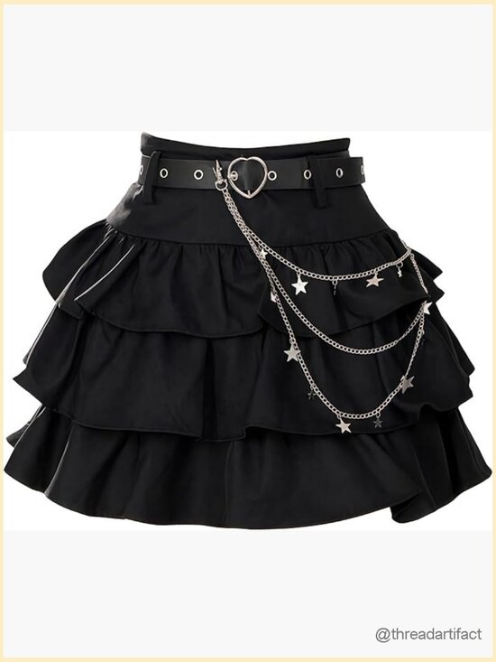 Dresses & Skirts - Gothic Lolita Mini Skirt Harajuku Y2K Layered Ruffled High Waist A-Line